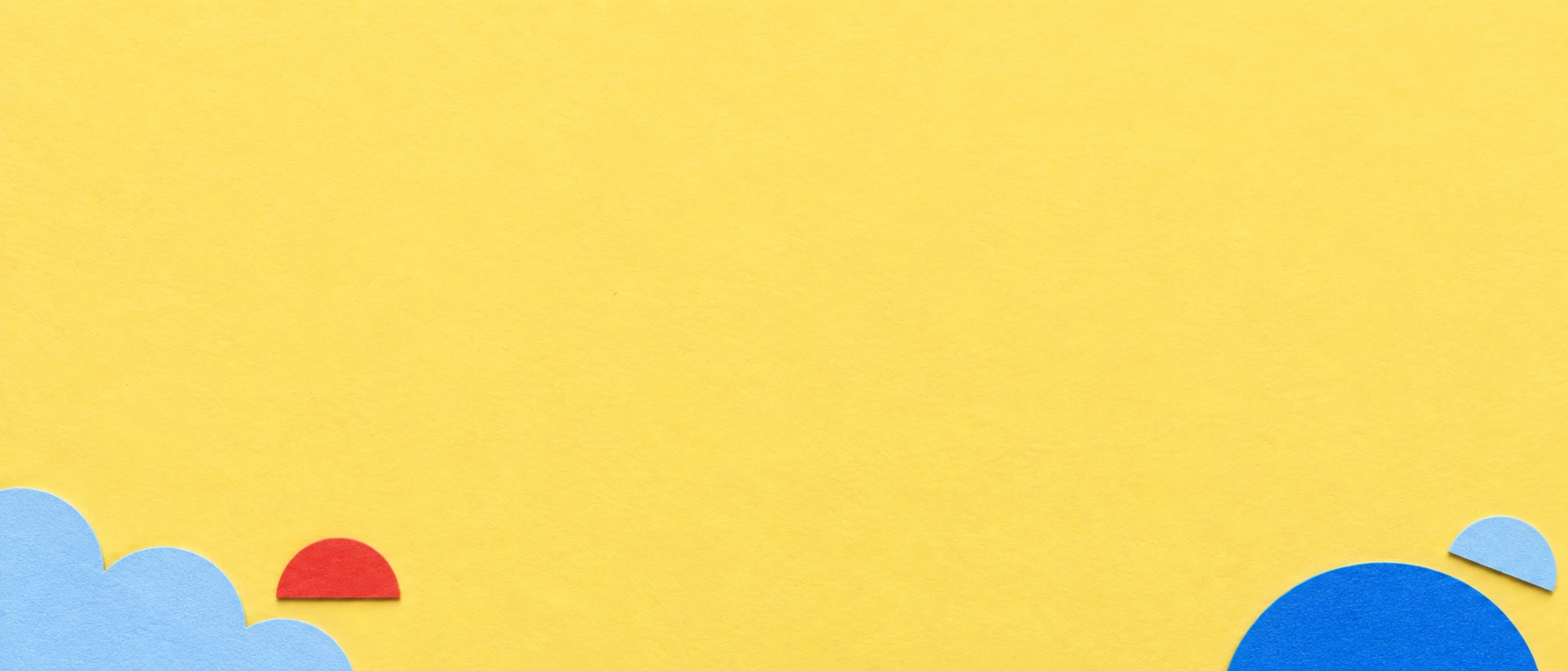 Playful paper forms with a warm butter-yellow palette. Quiet divider or quote background.