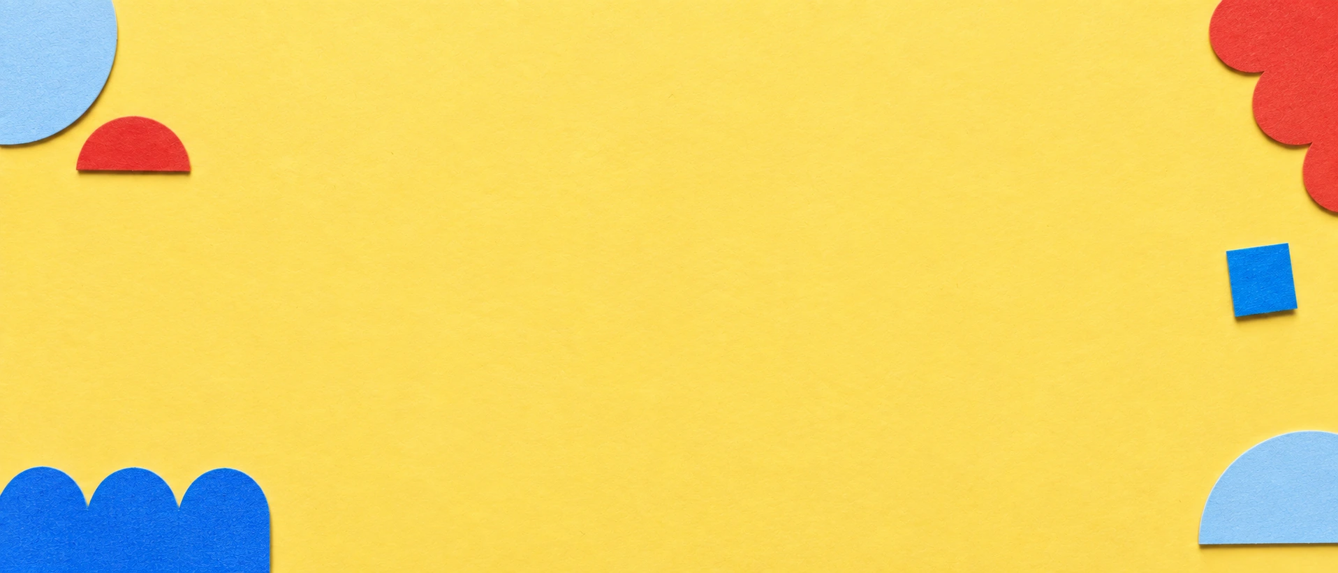 Playful paper forms with a warm butter-yellow palette. Closing CTA background.
