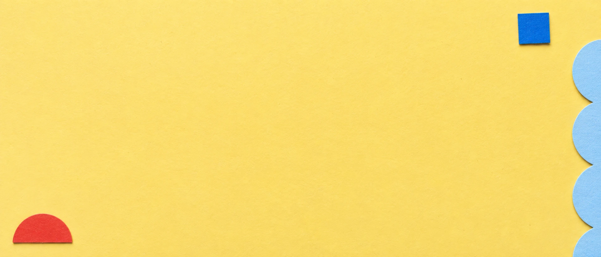 Playful paper forms with a warm butter-yellow palette. Main background.
