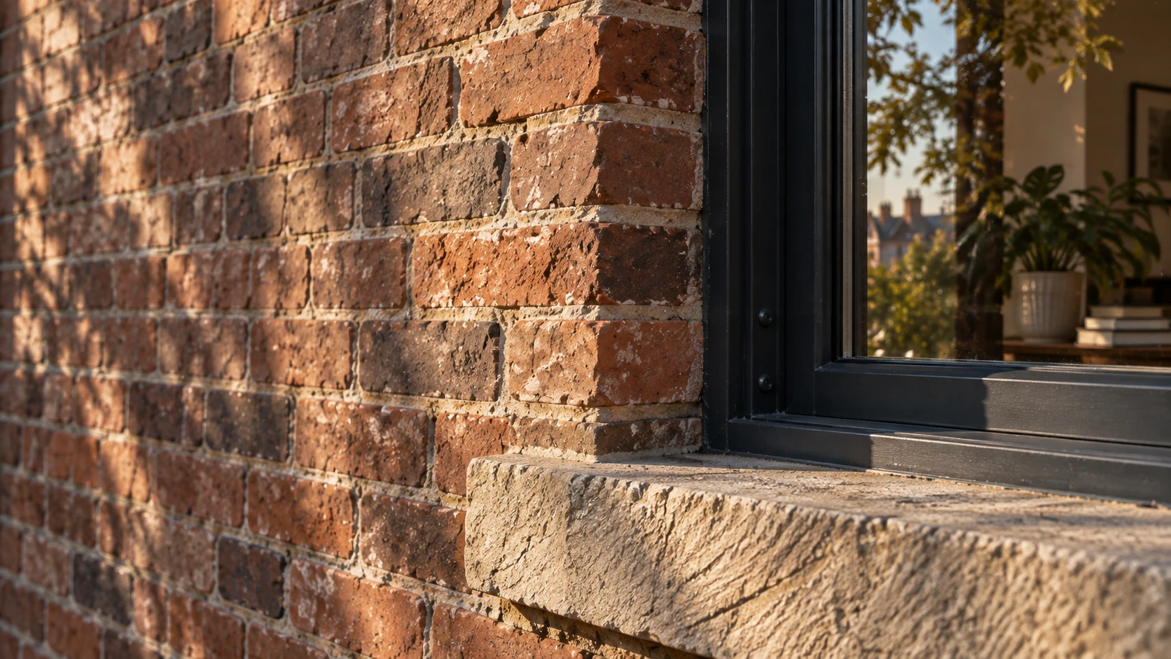 Clay, sandstone and steel. Cinematic photographic architecture with tactile sandstone, brick and metal.