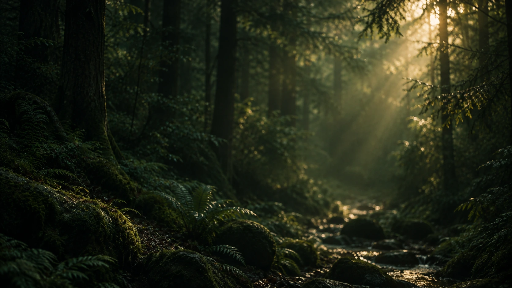 Dappled green light and natural, quiet depth. About or editorial section image.