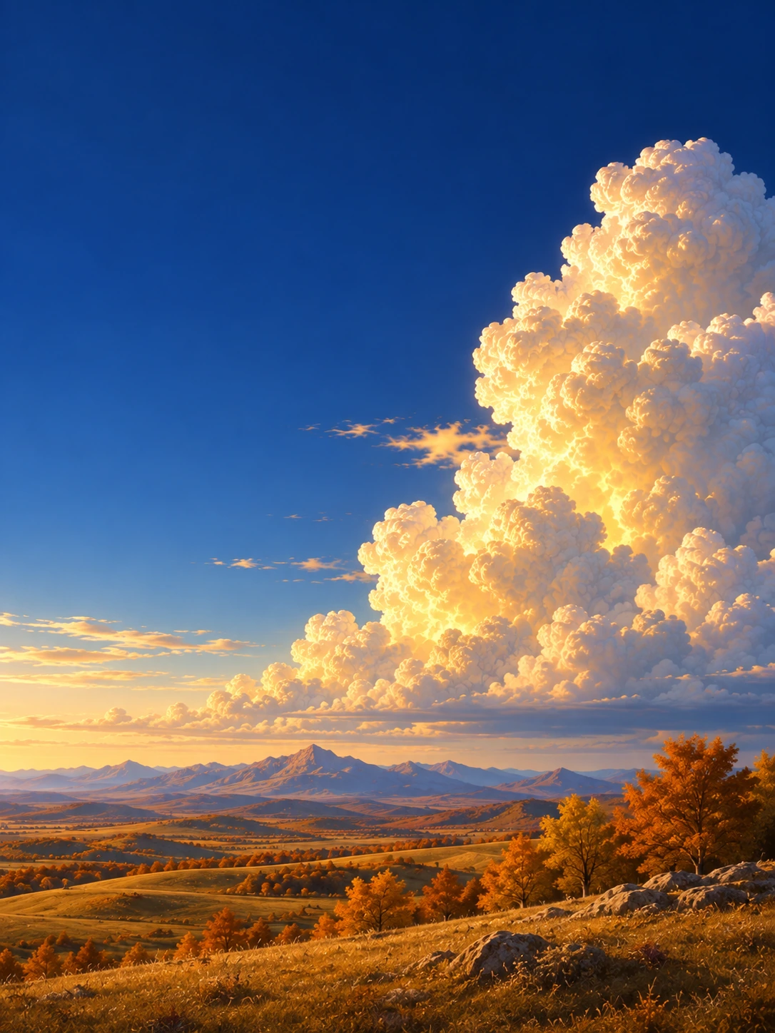 Dreamlike skies with a sunlit golden cloud. Mobile hero or tall editorial panel.