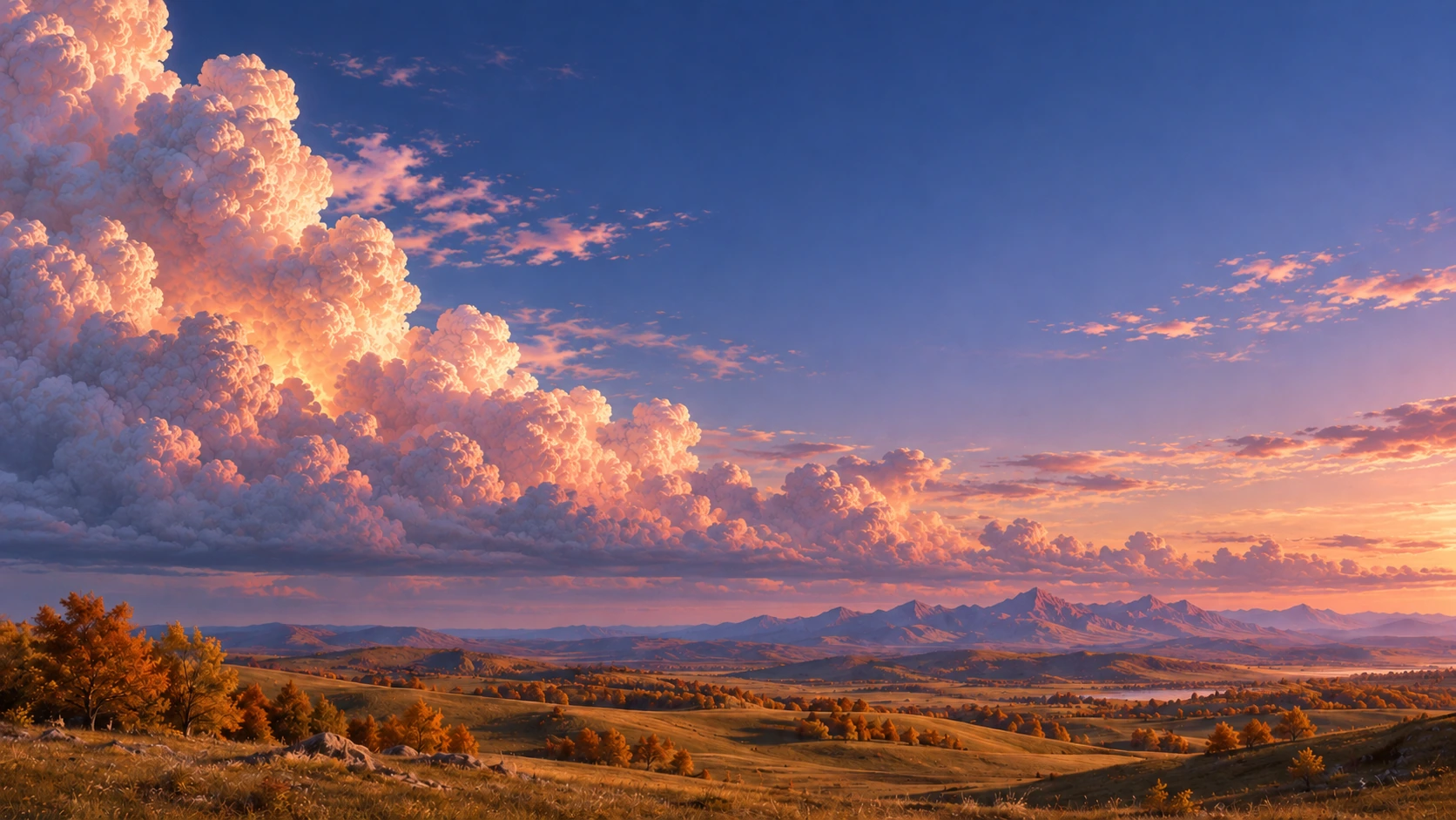 Dreamlike skies with a sunlit golden cloud. Secondary color treatment within the same collection.