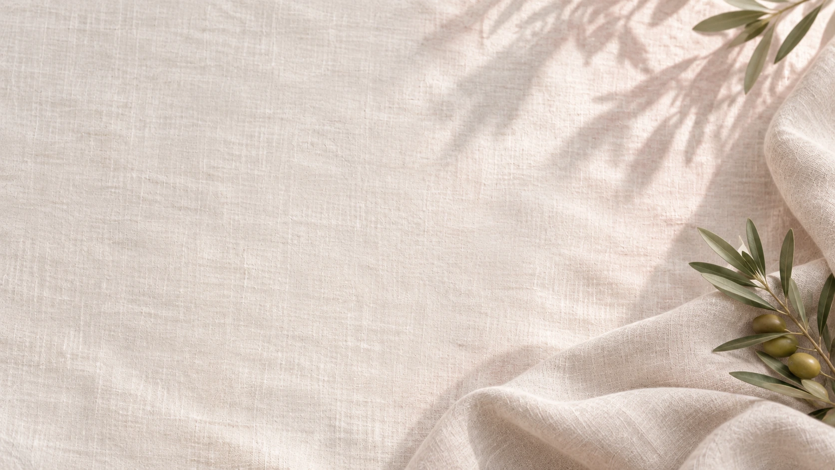 Soft linen folds and gentle olive morning light. Alternate palette section image.