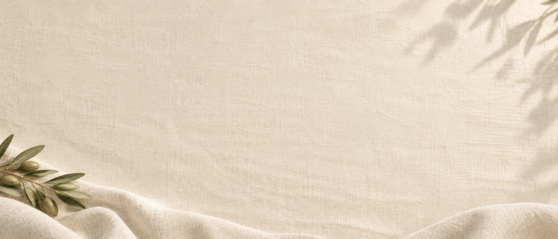 Soft linen folds and gentle olive morning light. Quiet divider or quote background.
