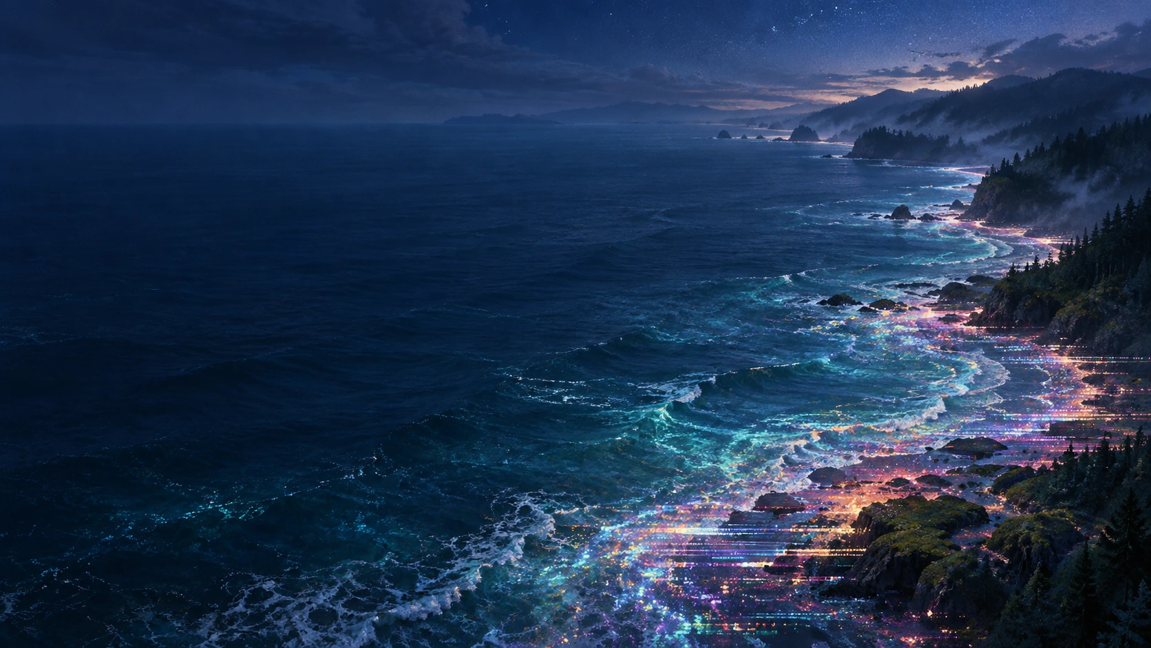 Flowing digital patterns with the rhythm of water. Main background.