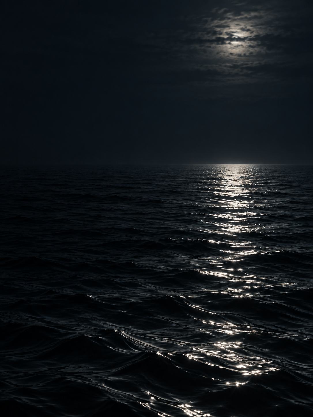 Silver moonlight falling across deep, still water. Mobile hero background.