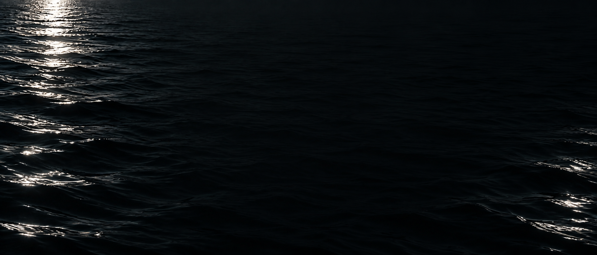 Silver moonlight falling across deep, still water. Closing CTA background.