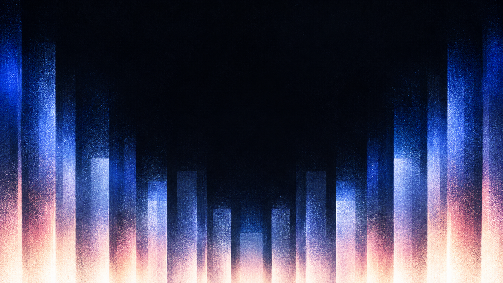 Fine blue and rose grain in stepped columns framing a dark center.