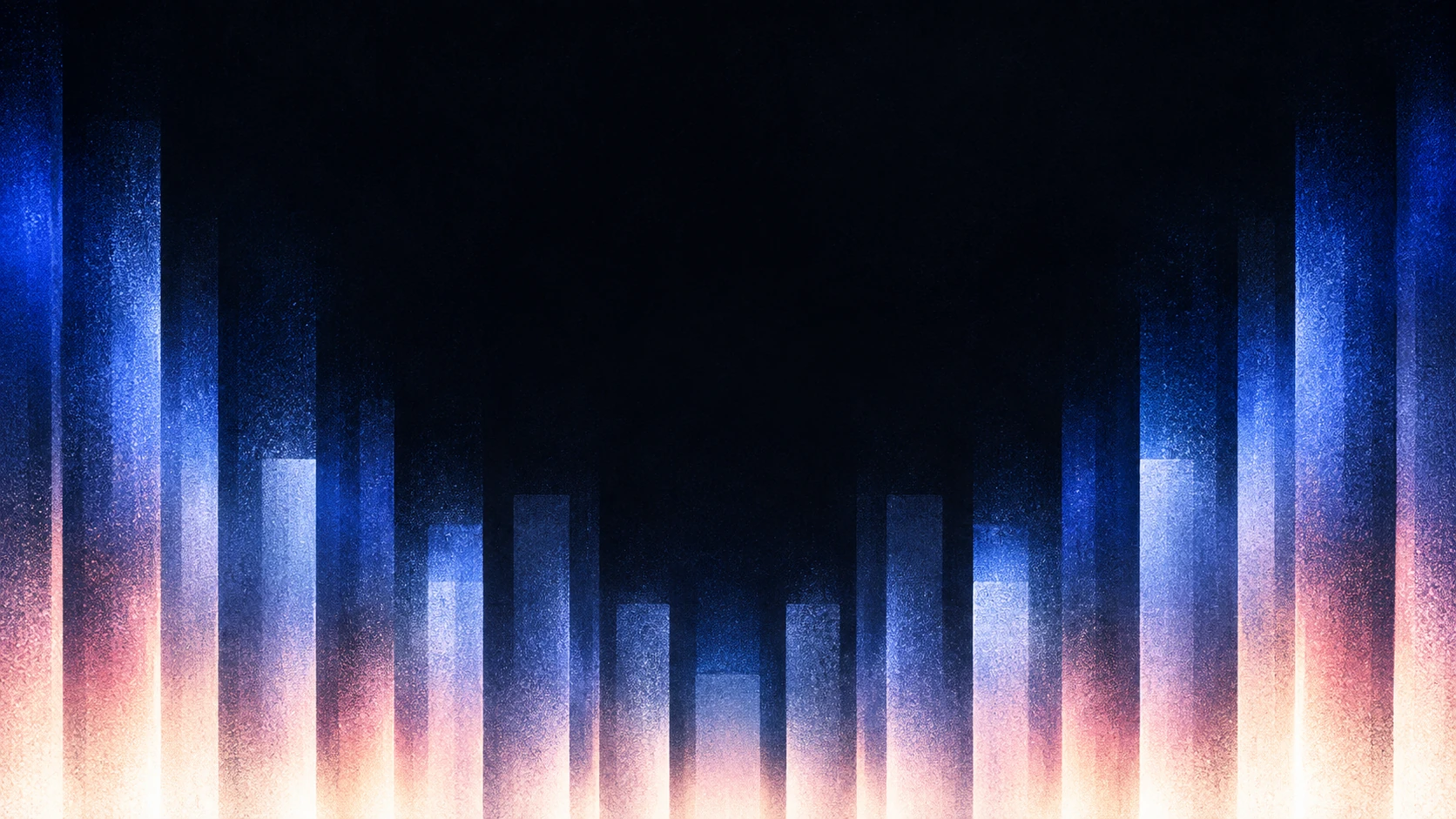 Fine blue and rose grain in stepped columns framing a dark center.