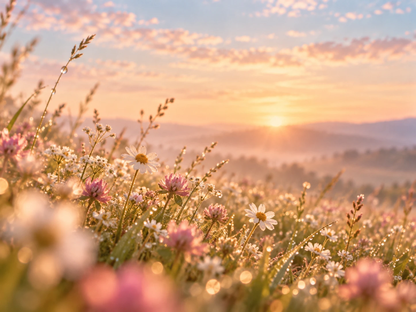 An open wildflower meadow with room to breathe. Detail image beside feature or story text.