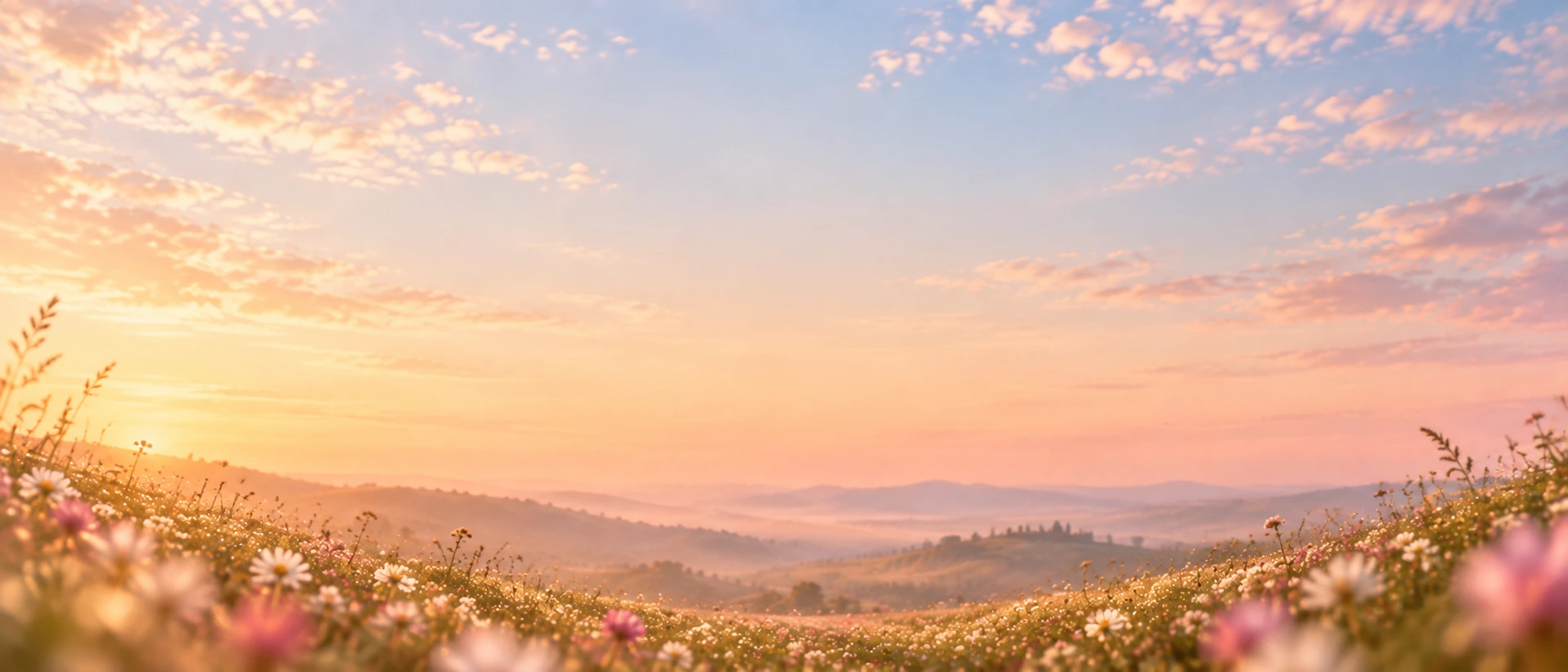 An open wildflower meadow with room to breathe. Closing call-to-action or signup section.