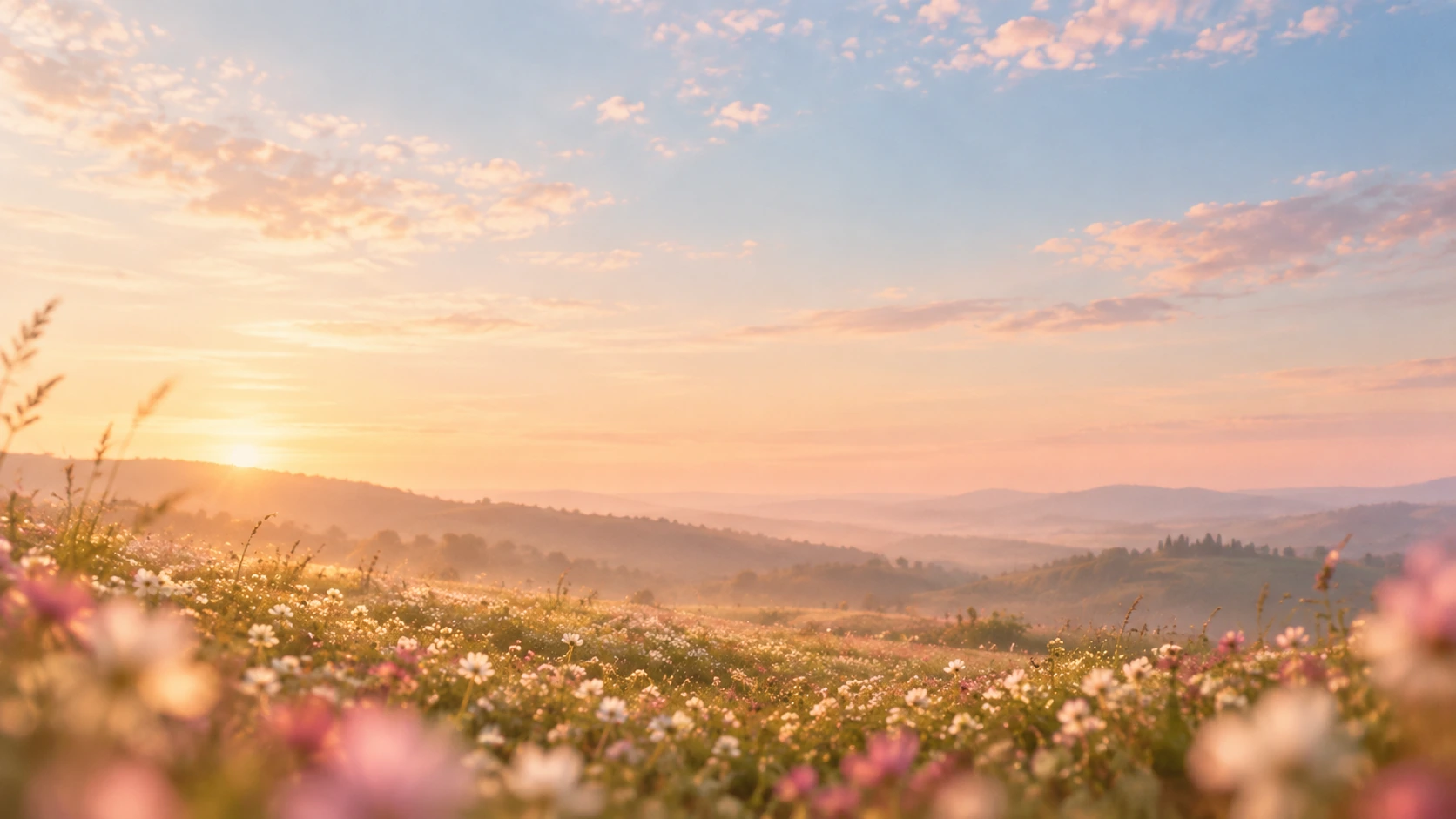 An open wildflower meadow with room to breathe. Main background.