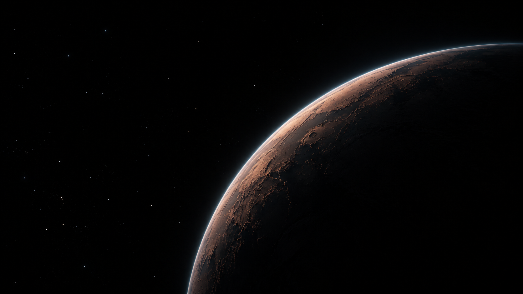 A copper planetary crescent against the vastness of space. About or editorial section image.