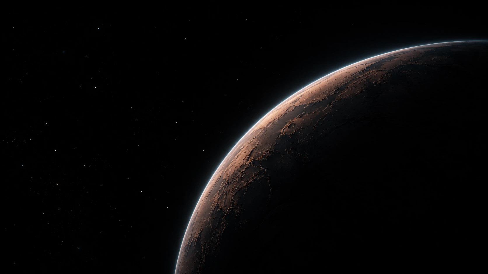 A copper planetary crescent against the vastness of space. About or editorial section image.