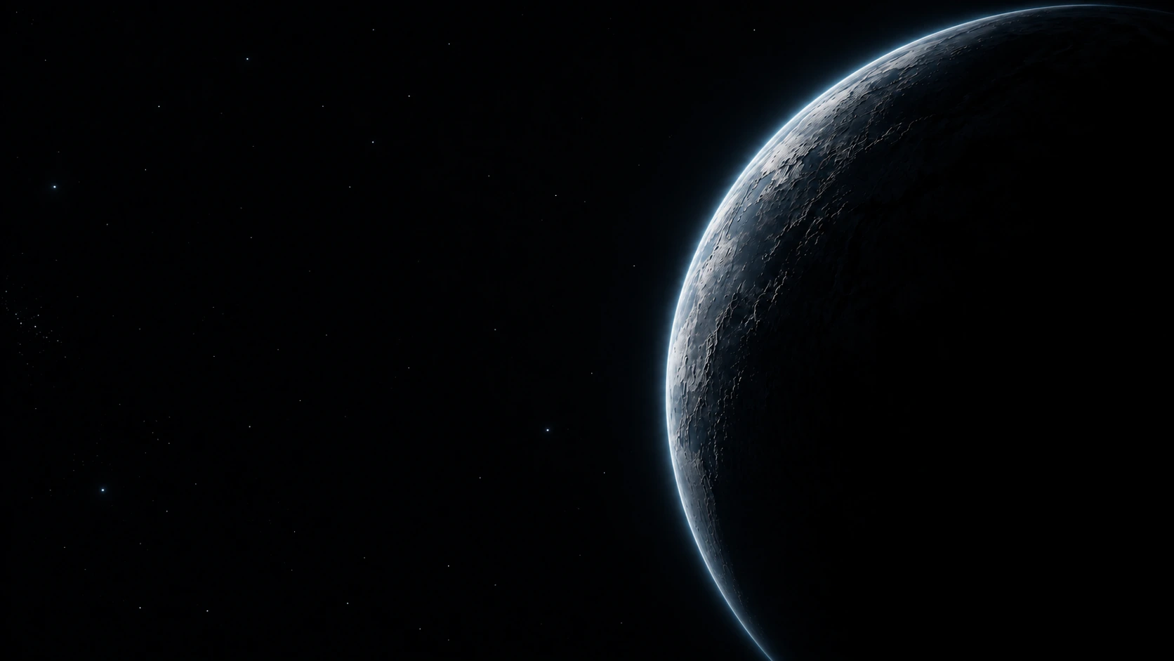 A copper planetary crescent against the vastness of space. Alternate palette section.