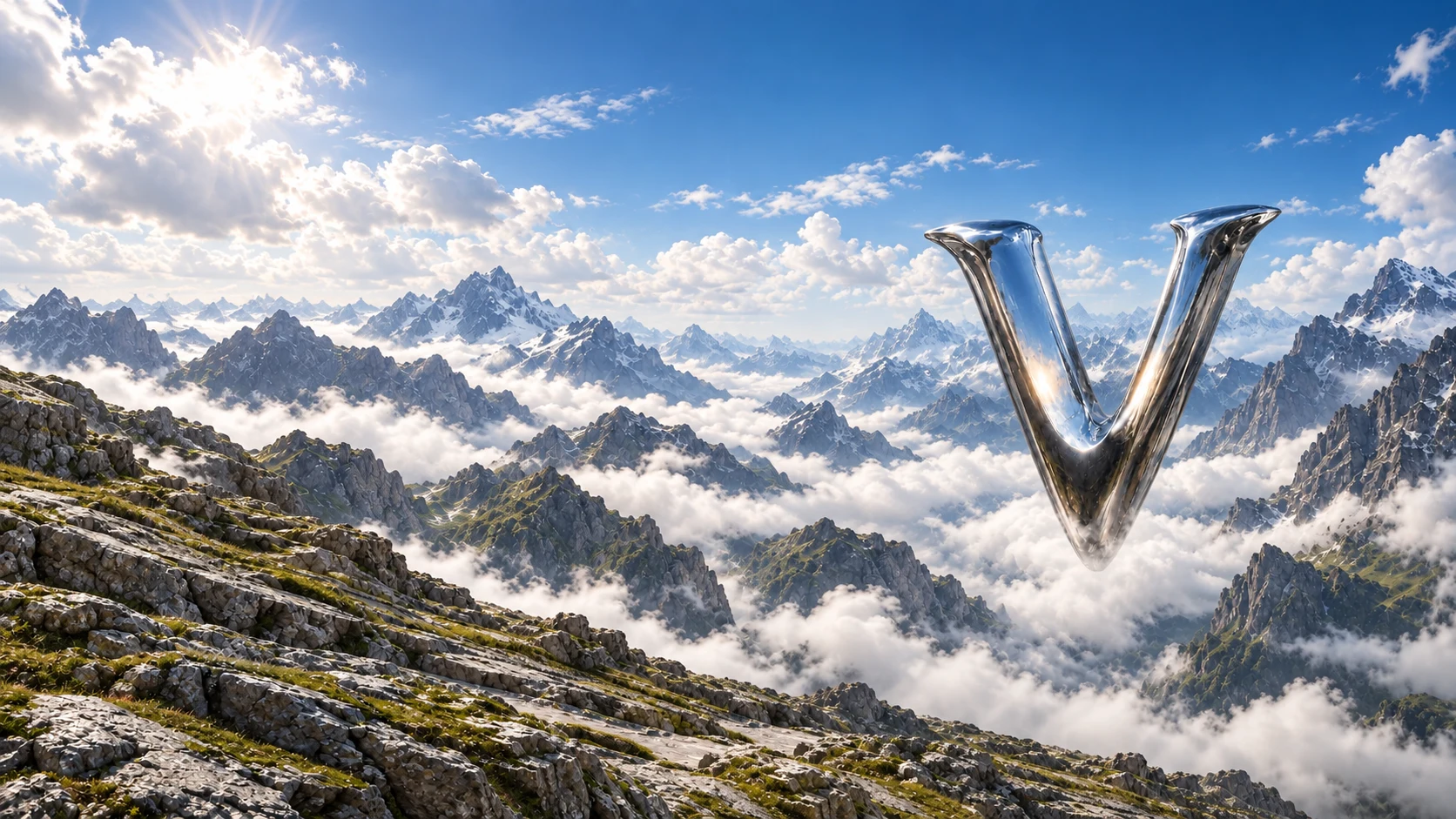 The daylight experience · chrome VenustAI V above alpine mountains