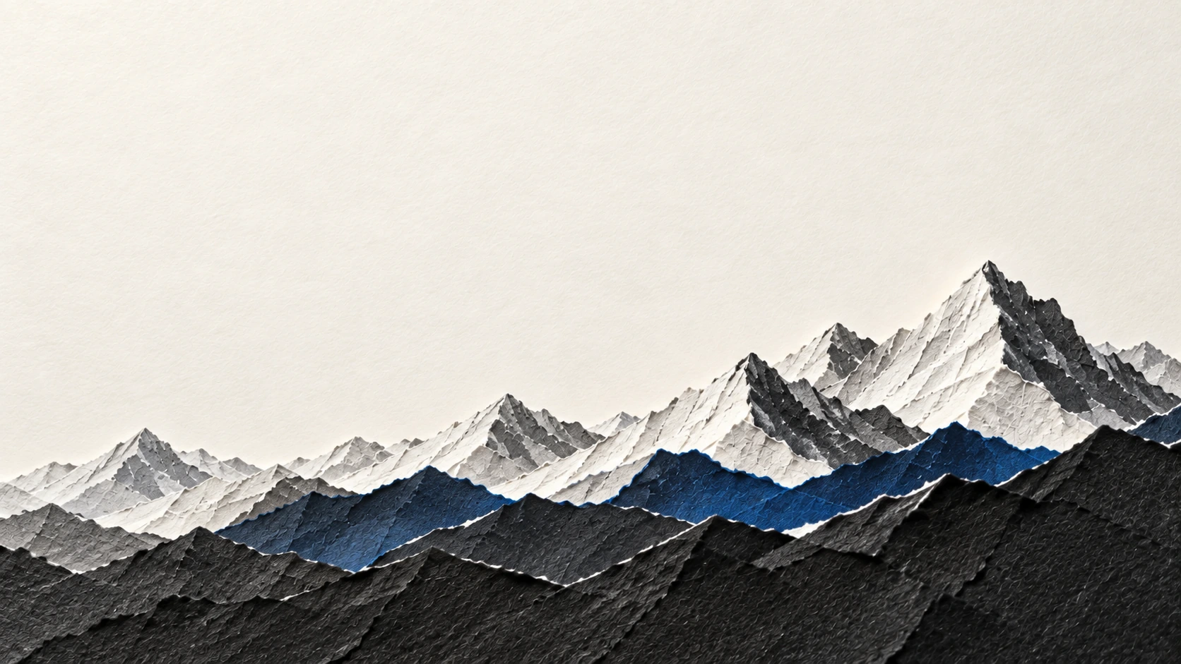 Sculptural mountain ridges cut from ivory and ultramarine paper. About or editorial section image.
