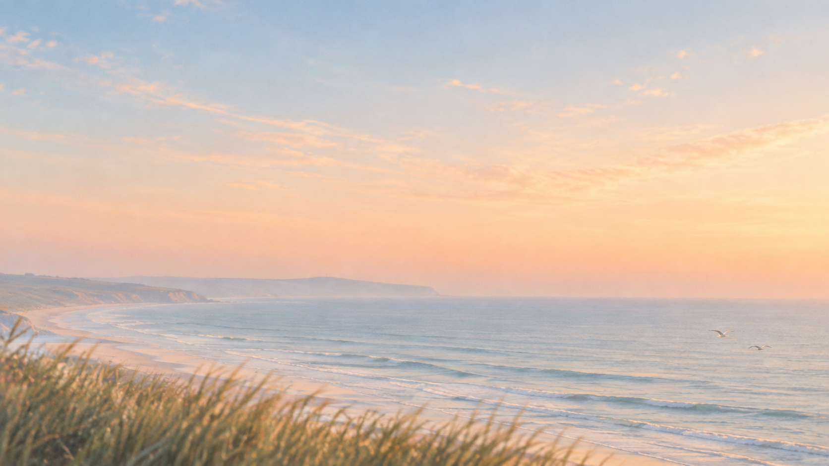An open horizon in gentle peach-colored light. About or editorial section image.