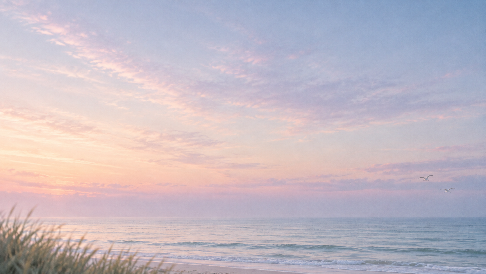 An open horizon in gentle peach-colored light. Secondary color treatment within the same collection.