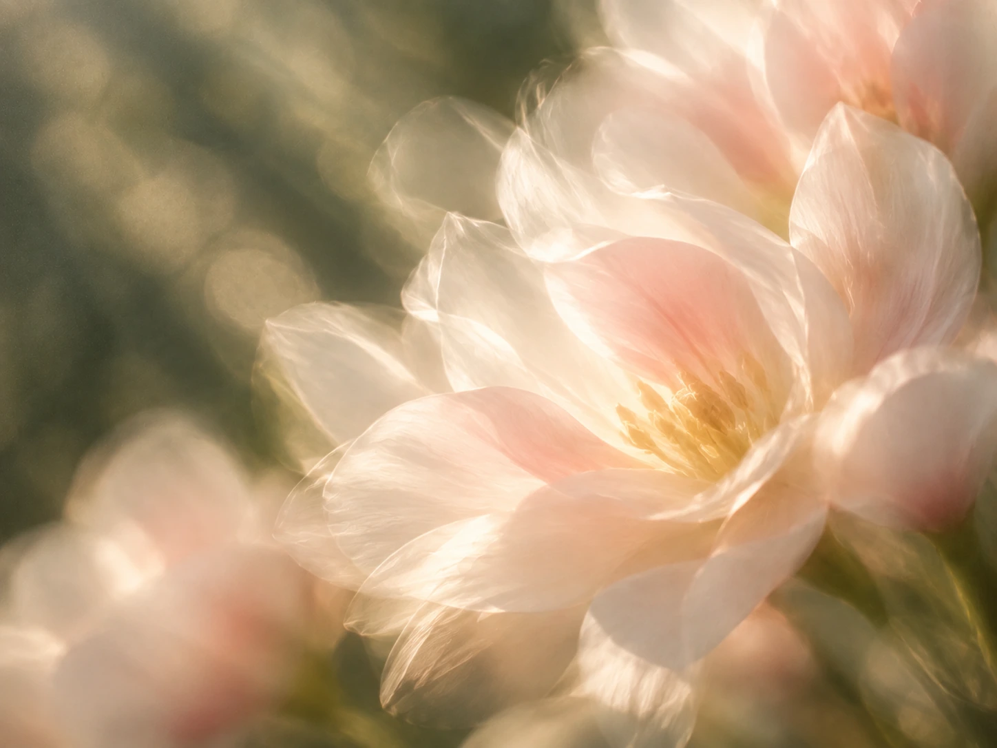 Delicate pearl blossoms in soft, luminous light. Detail image beside feature or story text.
