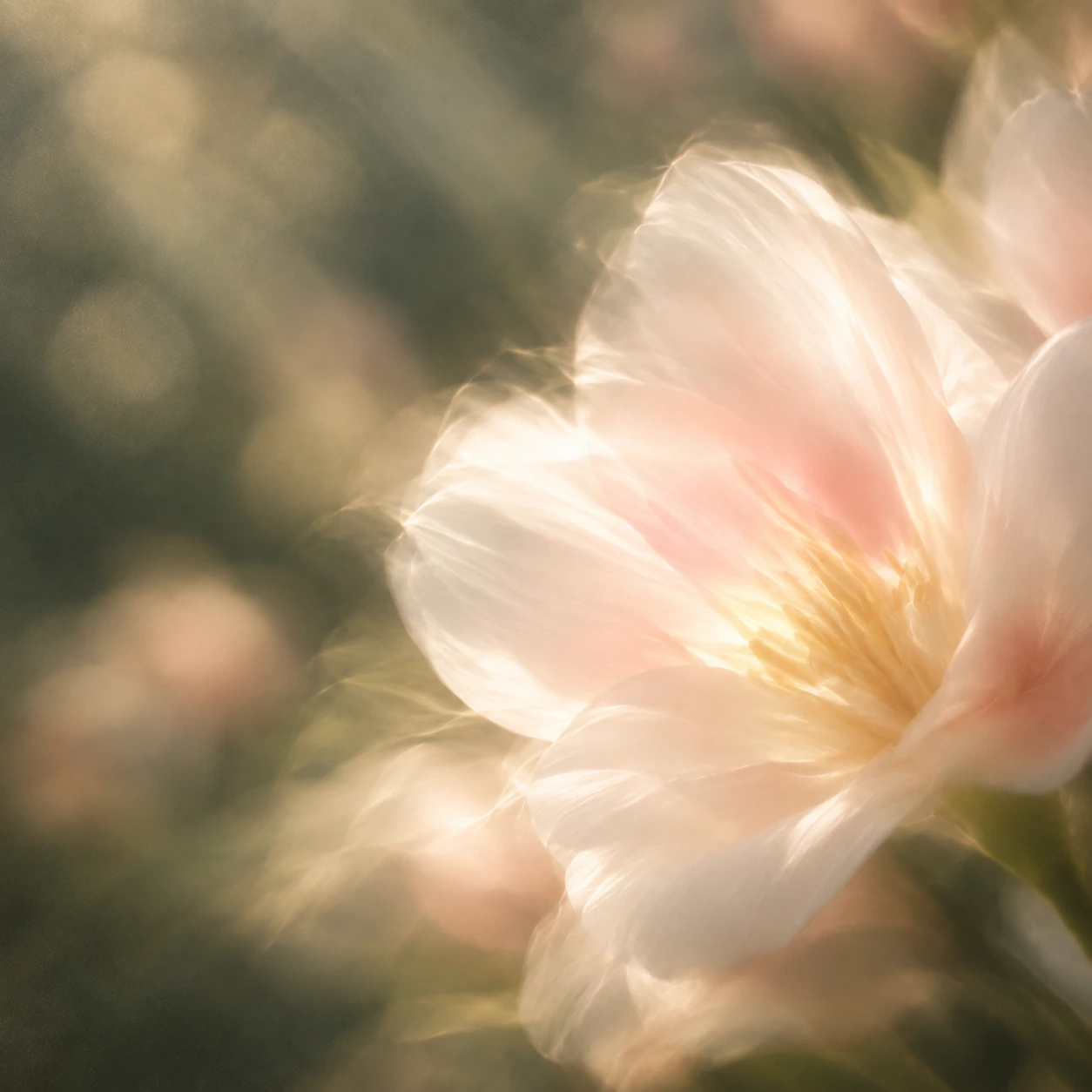 Delicate pearl blossoms in soft, luminous light. Service, journal or feature card.