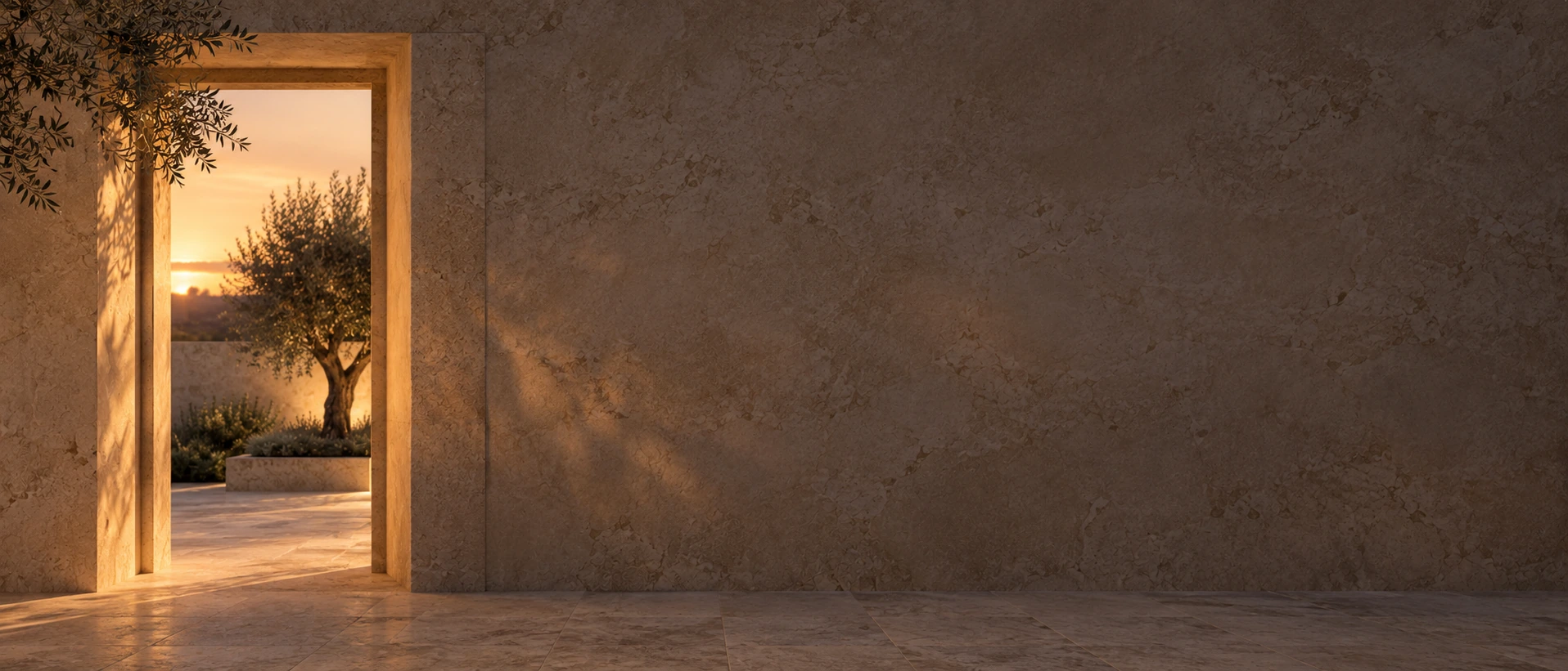 Sunlight, clean architectural lines and restful shadows. Dark section or closing banner.