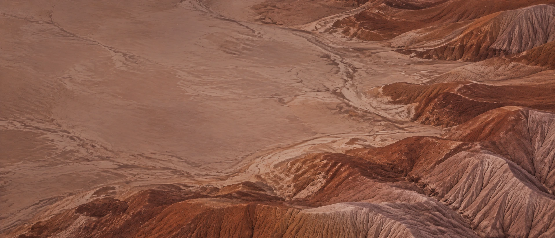Sculpted desert lines and warm terracotta earth. Darker section background.