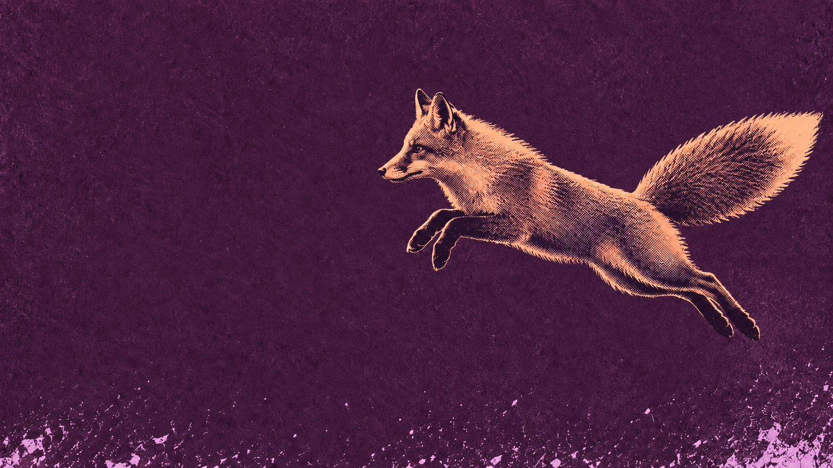 Fox aubergine peach. Animal screenprints in unexpected color pairings.