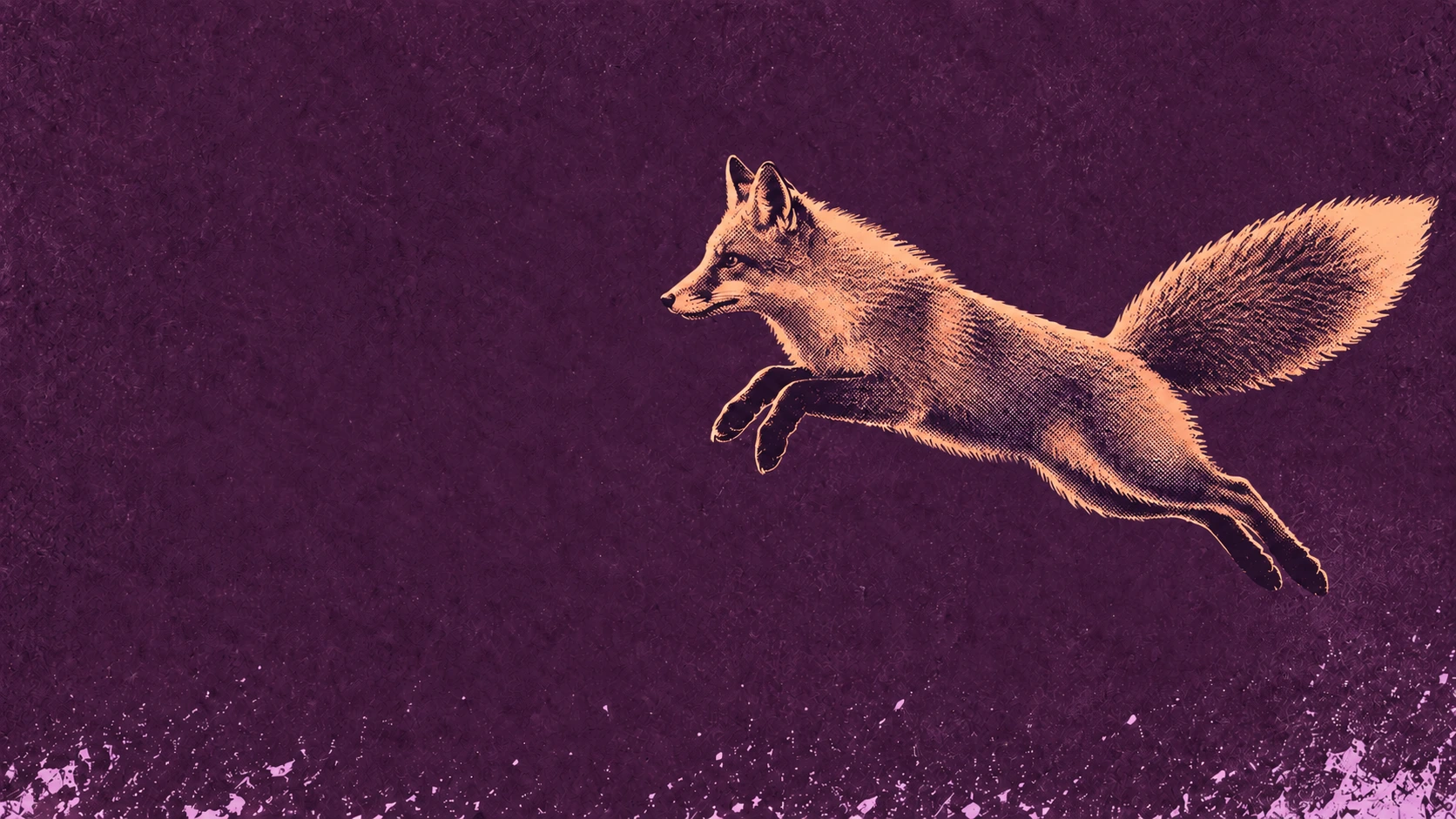Fox aubergine peach. Animal screenprints in unexpected color pairings.